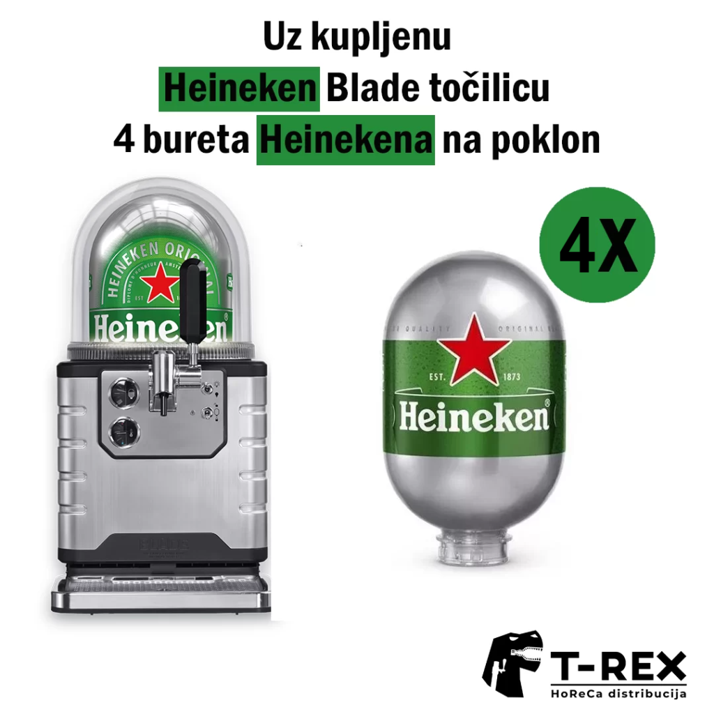 Točilica za Heineken Blade - uz kupovinu 4 bureta Heinekena na poklon